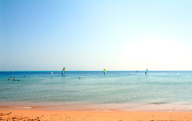 Image showing landscape with beach and surfing