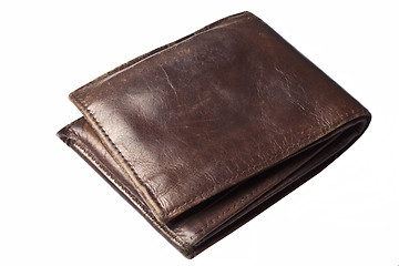 Image showing Old Brown wallet isolated on white 