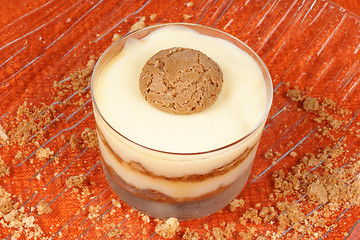 Image showing Vanilla custard and amaretti dessert