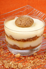 Image showing Vanilla custard and amaretti dessert