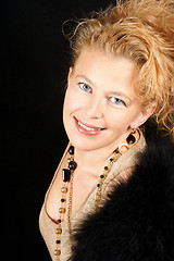 Image showing Elegant blond woman with blue eyes portrait
