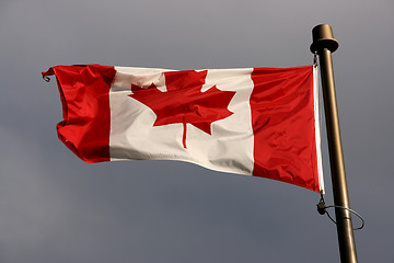 Image showing Canadian flag in the wind