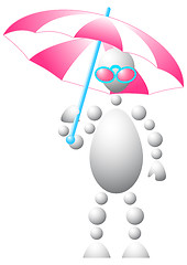 Image showing Man in pink sun-glasses with umbrella