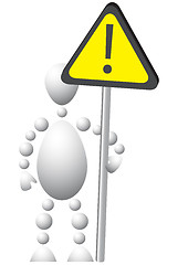 Image showing Man with black-yellow warning-sign