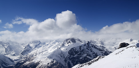 Image showing Panorama Caucasus Mountains in clouds