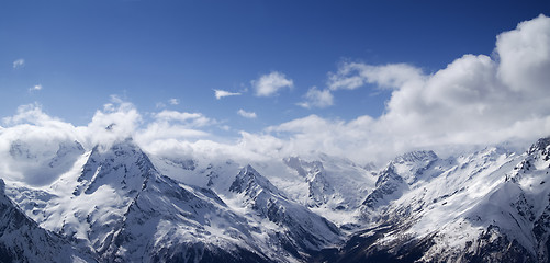 Image showing Panorama Mountains in clouds