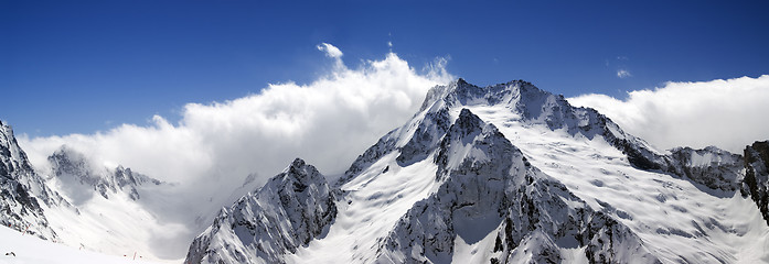 Image showing Mountain panorama. Caucasus, Dombay.