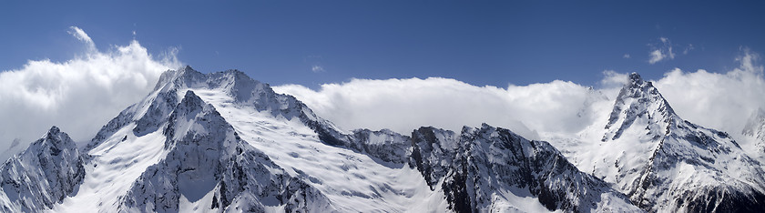Image showing Mountain panorama. Caucasus, region Dombay. 