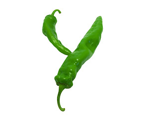 Image showing Letter Y composed of green peppers