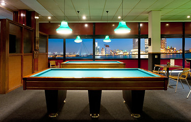 Image showing Retro pool room with a view