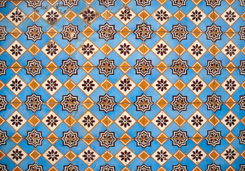 Image showing Traditional Portuguese glazed tiles