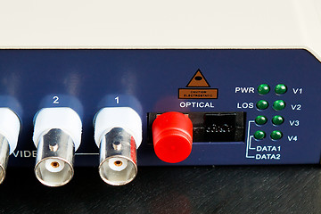 Image showing fiber optic video converter with optical FC connectors and video