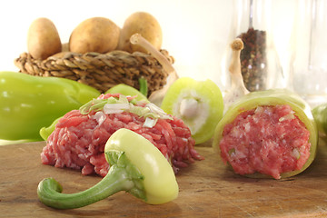 Image showing raw stuffed peppers