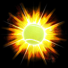 Image showing Fiery Tennis Ball