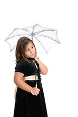 Image showing Shy Girl Under Umbrella