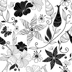 Image showing Seamless white floral pattern