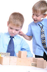 Image showing boys playing with bricks