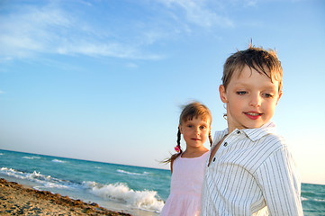 Image showing  kids at the summer beach