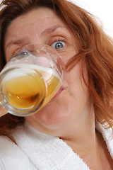 Image showing woman drinking beer