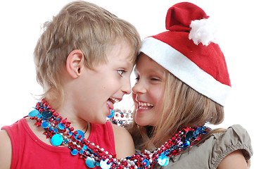 Image showing children with Christmas decorations