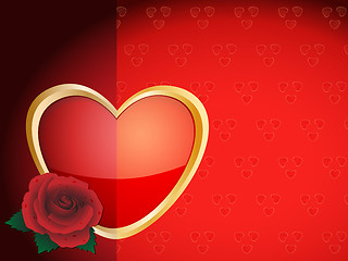 Image showing Red rose and heart