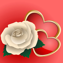 Image showing Rose and two hearts
