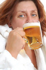 Image showing woman drinking beer