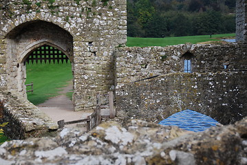 Image showing Castle walls and gate above water