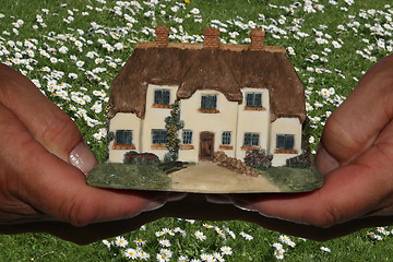 Image showing Hands holding a new house