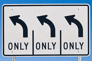 Image showing Three Left Turn Lanes road sign