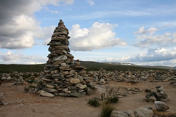 Image showing Stone stack at Saltfjellet in Norway