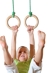 Image showing child on gymnastic rinhs