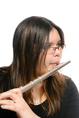 Image showing Closeup Flute Playing