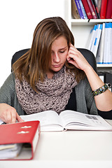 Image showing Young woman studying