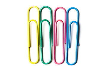 Image showing Multicolored paper clips isolated on white 