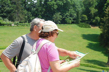 Image showing senior couple tourists with map