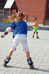 Image showing Rollerblading children.