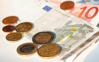 Image showing Euro note and coin