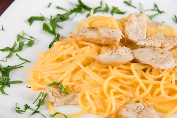 Image showing Pasta with chicken meat