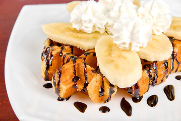 Image showing Waffle with banana