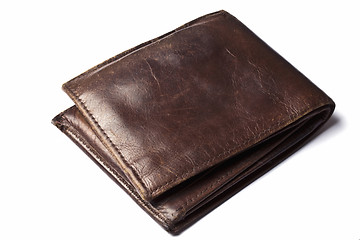 Image showing Old Brown wallet isolated on white 