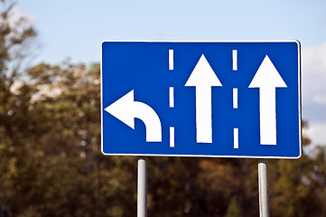 Image showing Three-lane traffic sign.