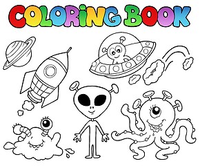 Image showing Coloring book with aliens