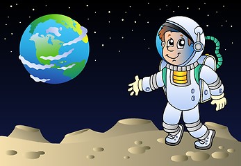 Image showing Moonscape with cartoon astronaut