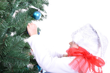 Image showing Christmas tree and child