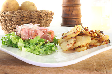 Image showing Fried potatoes with jelly