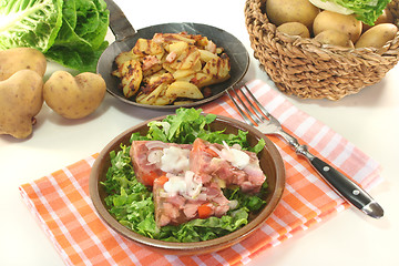 Image showing Fried potatoes with jelly