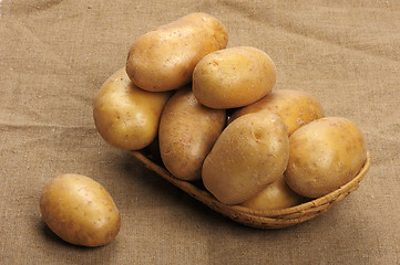 Image showing Potatoes on a sacking