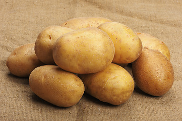 Image showing Potatoes on a sacking