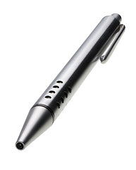 Image showing Shiny steel ball-point pen, hyper DoF, isolated
